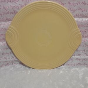 Fiestaware 4 stamp factory mistake 12 inch cakeplate in light yellow